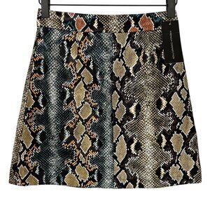 French Connection Faux Snakeskin Mini Skirt Women XXS Reptile Print Y2K